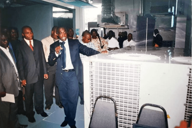 The Managing Director, Mr. Akinyinka Akinnola, Presenting Equipment to Guests at Our 20th Anniversary